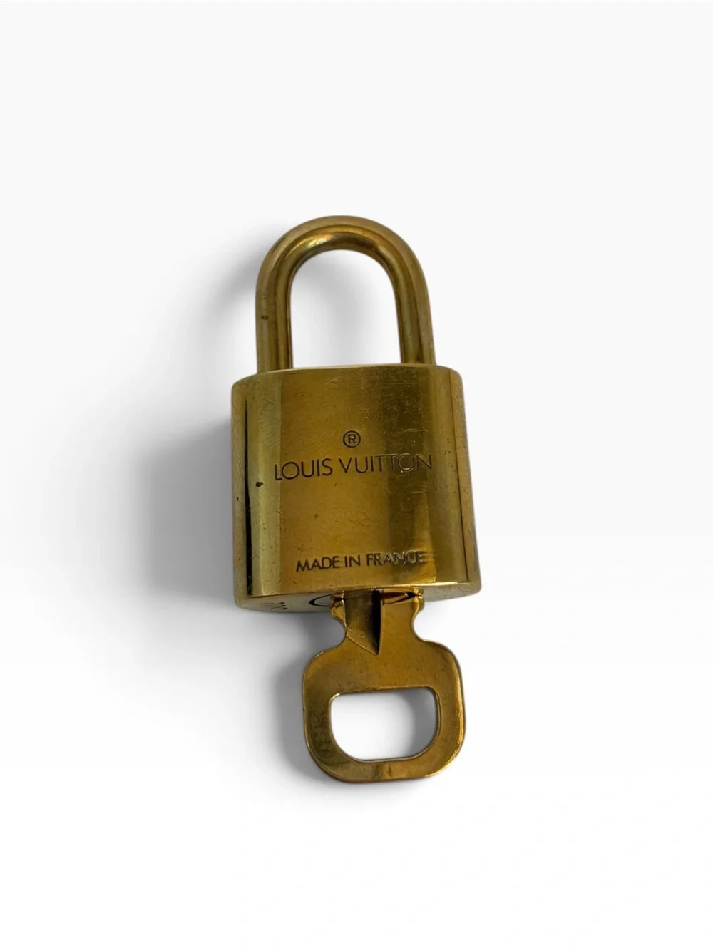 Louis Vuitton Brass Padlock Lock & Key Set #302 Made in France Vintage LV